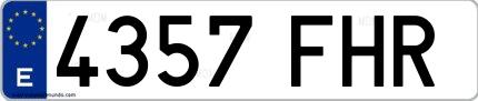 Ejemplo de matrícula española 4357 FHR