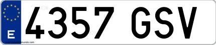 Ejemplo de matrícula española 4357 GSV