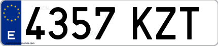 Ejemplo de matrícula de coche ordinaria 4357 KZT