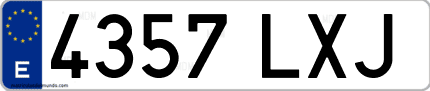 Ejemplo de matrícula de coche ordinaria 4357 LXJ