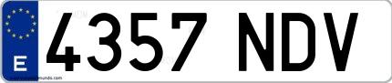 Ejemplo de matrícula española 4357 NDV