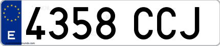 Ejemplo de matrícula de coche ordinaria 4358 CCJ