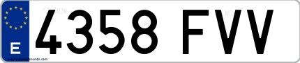 Ejemplo de matrícula española 4358 FVV