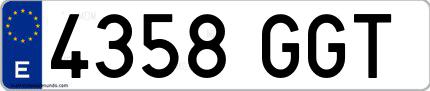 Ejemplo de matrícula española 4358 GGT