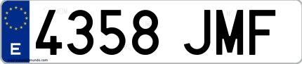 Ejemplo de matrícula española 4358 JMF