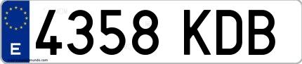 Ejemplo de matrícula española 4358 KDB
