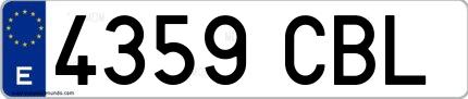 Ejemplo de matrícula española 4359 CBL