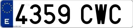 Ejemplo de matrícula española 4359 CWC