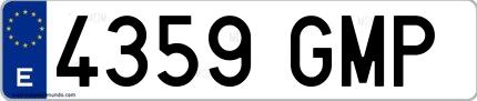 Ejemplo de matrícula española 4359 GMP