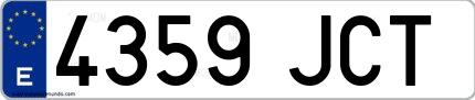 Ejemplo de matrícula española 4359 JCT