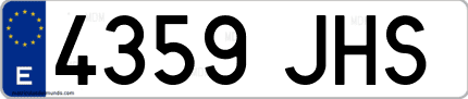 Ejemplo de matrícula de coche ordinaria 4359 JHS