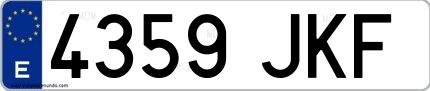 Ejemplo de matrícula de coche ordinaria 4359 JKF