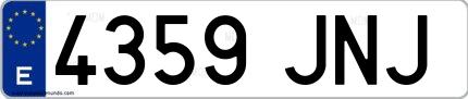 Ejemplo de matrícula española 4359 JNJ