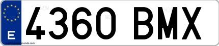 Ejemplo de matrícula de coche ordinaria 4360 BMX