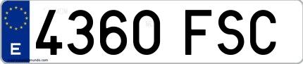 Ejemplo de matrícula española 4360 FSC