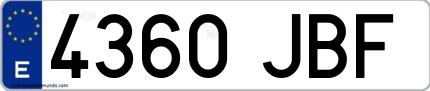 Ejemplo de matrícula española 4360 JBF
