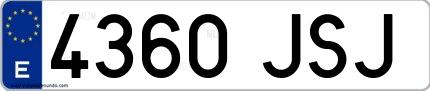Ejemplo de matrícula española 4360 JSJ