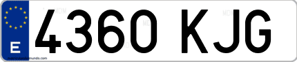 Ejemplo de matrícula de coche ordinaria 4360 KJG