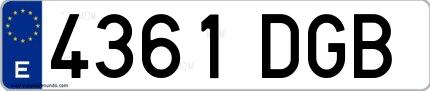 Ejemplo de matrícula española 4361 DGB