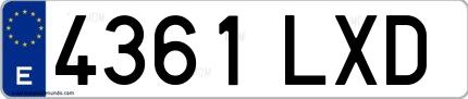 Ejemplo de matrícula española 4361 LXD