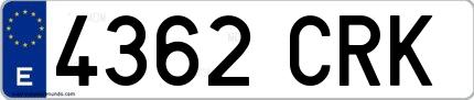 Ejemplo de matrícula española 4362 CRK
