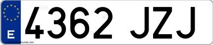 Ejemplo de matrícula de coche ordinaria 4362 JZJ