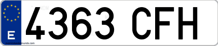 Ejemplo de matrícula de coche ordinaria 4363 CFH