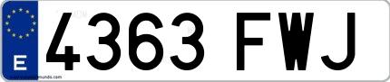 Ejemplo de matrícula española 4363 FWJ