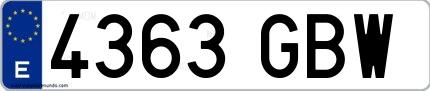 Ejemplo de matrícula española 4363 GBW