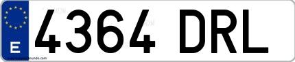 Ejemplo de matrícula española 4364 DRL