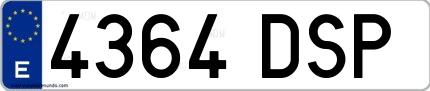 Ejemplo de matrícula española 4364 DSP