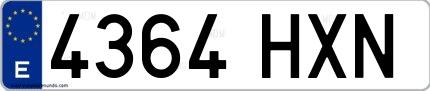 Ejemplo de matrícula española 4364 HXN