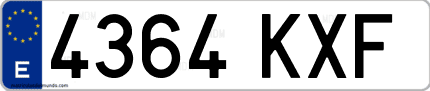 Ejemplo de matrícula de coche ordinaria 4364 KXF