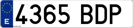 Ejemplo de matrícula española 4365 BDP