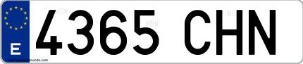 Ejemplo de matrícula española 4365 CHN