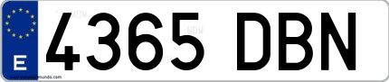 Ejemplo de matrícula española 4365 DBN