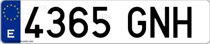 Ejemplo de matrícula española 4365 GNH