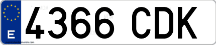 Ejemplo de matrícula de coche ordinaria 4366 CDK