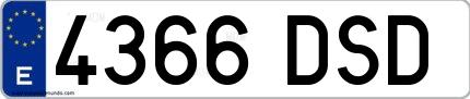 Ejemplo de matrícula española 4366 DSD