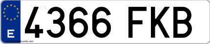 Ejemplo de matrícula de coche ordinaria 4366 FKB
