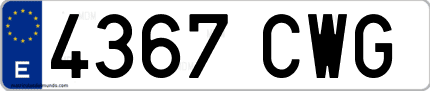 Ejemplo de matrícula de coche ordinaria 4367 CWG