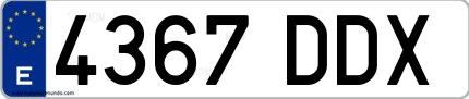 Ejemplo de matrícula española 4367 DDX