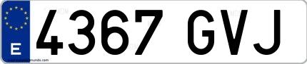 Ejemplo de matrícula española 4367 GVJ
