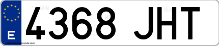Ejemplo de matrícula de coche ordinaria 4368 JHT