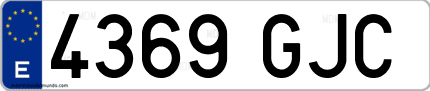 Ejemplo de matrícula de coche ordinaria 4369 GJC