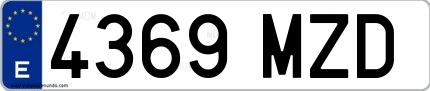 Ejemplo de matrícula española 4369 MZD