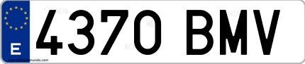 Ejemplo de matrícula de coche ordinaria 4370 BMV