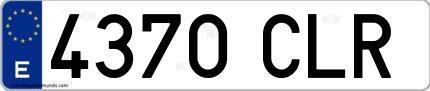 Ejemplo de matrícula de coche ordinaria 4370 CLR