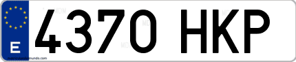 Ejemplo de matrícula de coche ordinaria 4370 HKP