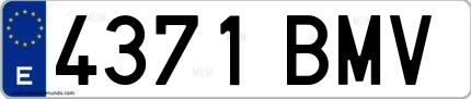 Ejemplo de matrícula española 4371 BMV